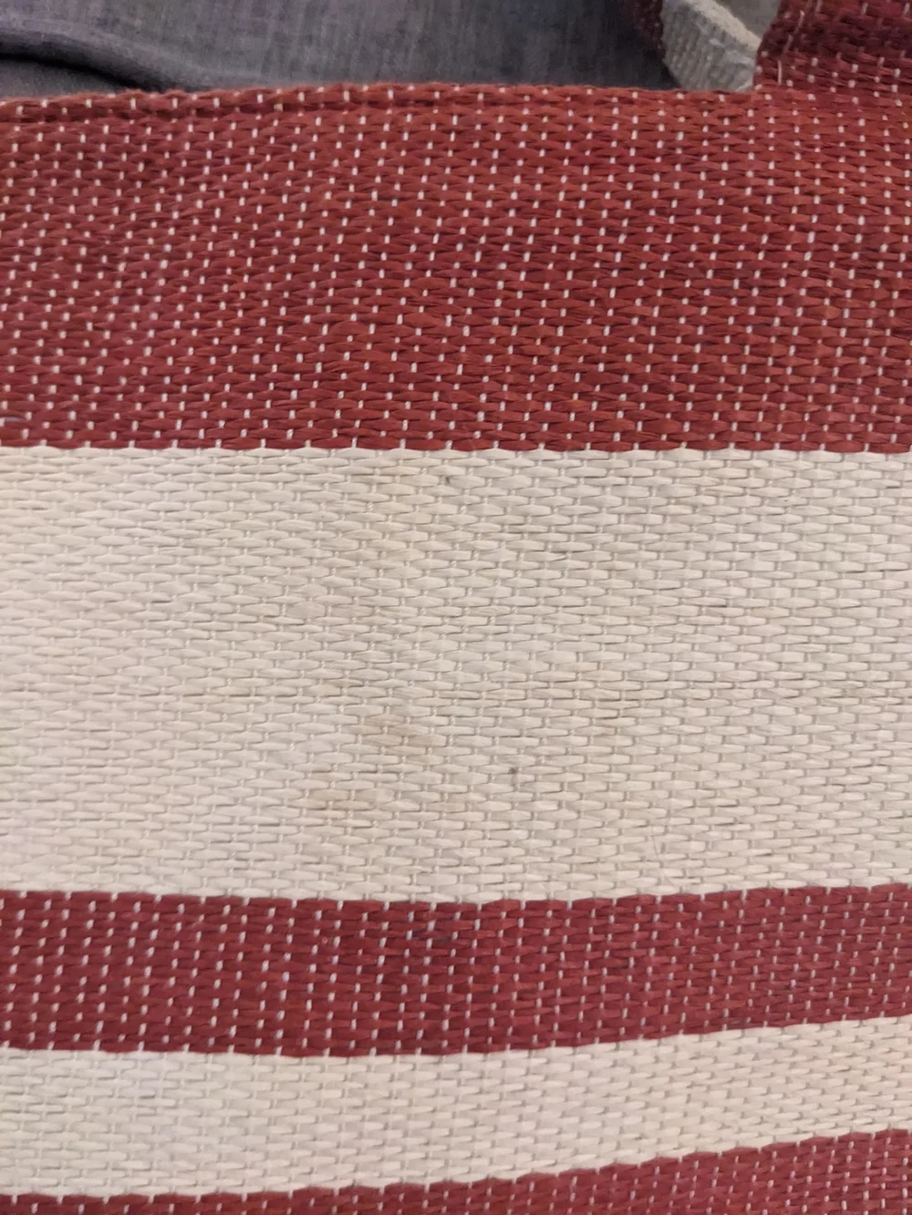Striped Red and Cream Canvas Beach Bag | Striped Oversized Tote